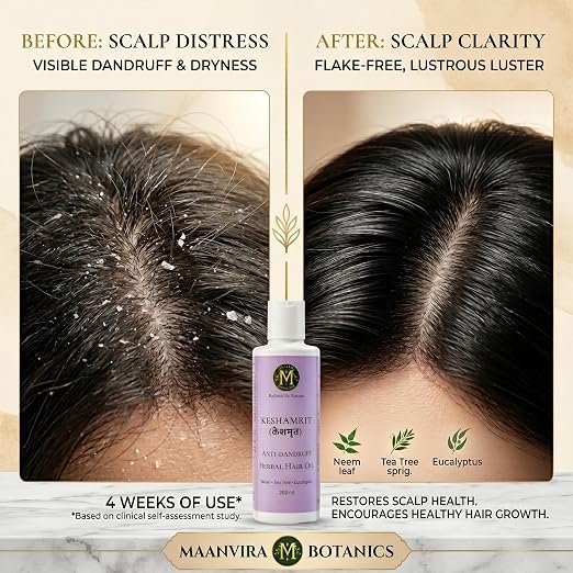 Keshamrit Anti Dandruff Herbal Hair Oil (Neem, Tea Tree, Eucalyptus) - Image 4